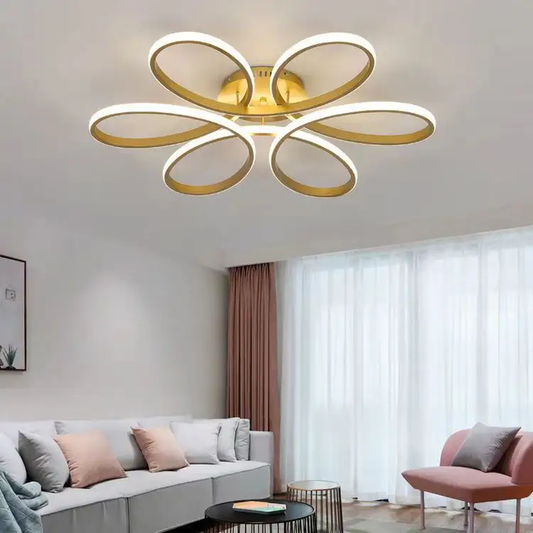 swanart Florex Modern LED Ceiling Light with Gold Accents, Flower-Shaped Design, Energy-Saving LED, Ideal for Bedroom, Living Room, or Dining Area - Swanart