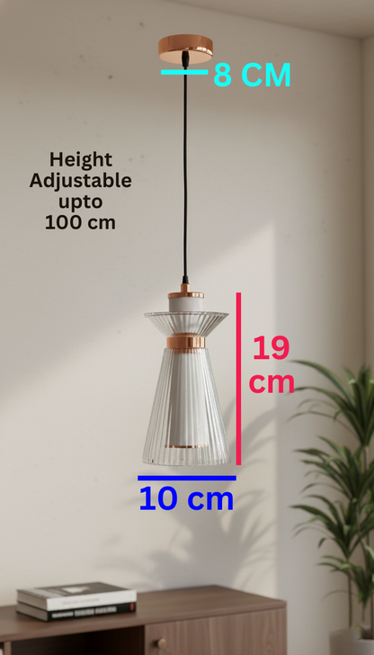 Swanart modern glass pendant light with rose gold finish, adjustable height up to 100cm, ideal for living room, kitchen, or dining area.