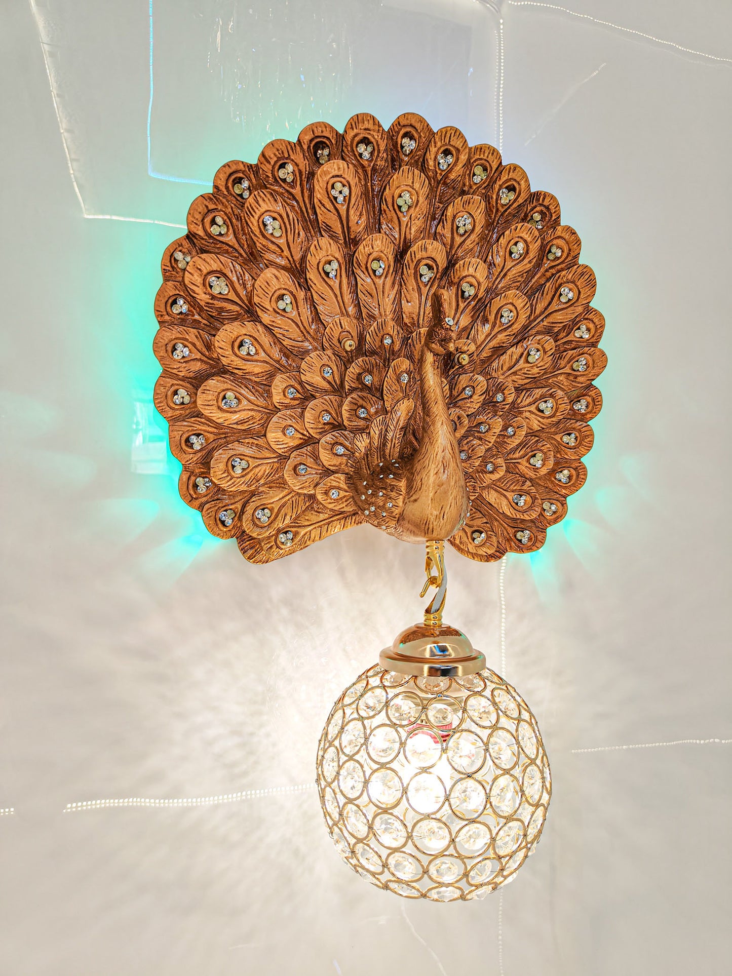 Opulent Peacock Wall Sconce – Majestic Crystal Lighting - Swanart