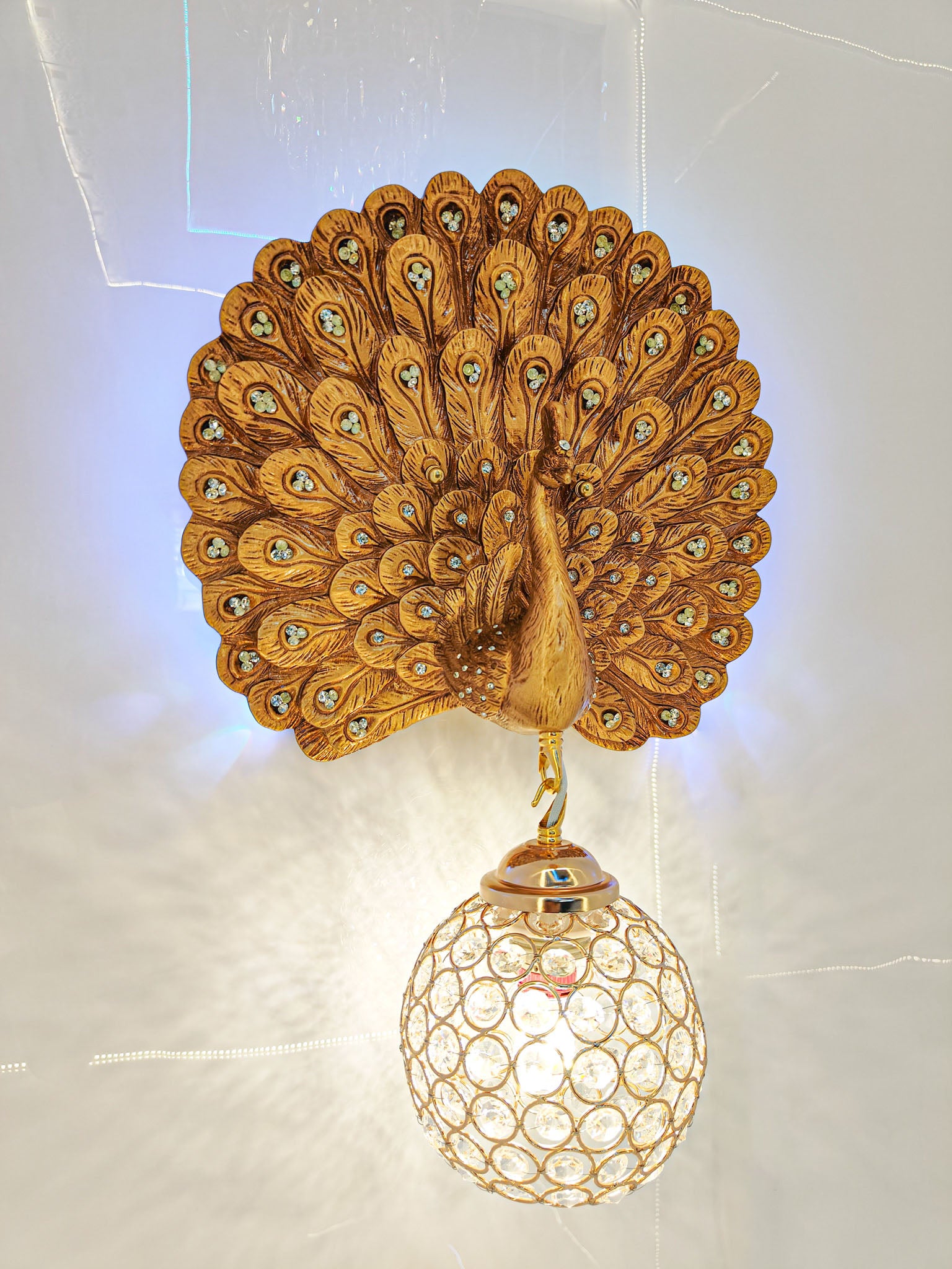 Opulent Peacock Wall Sconce – Majestic Crystal Lighting - Swanart