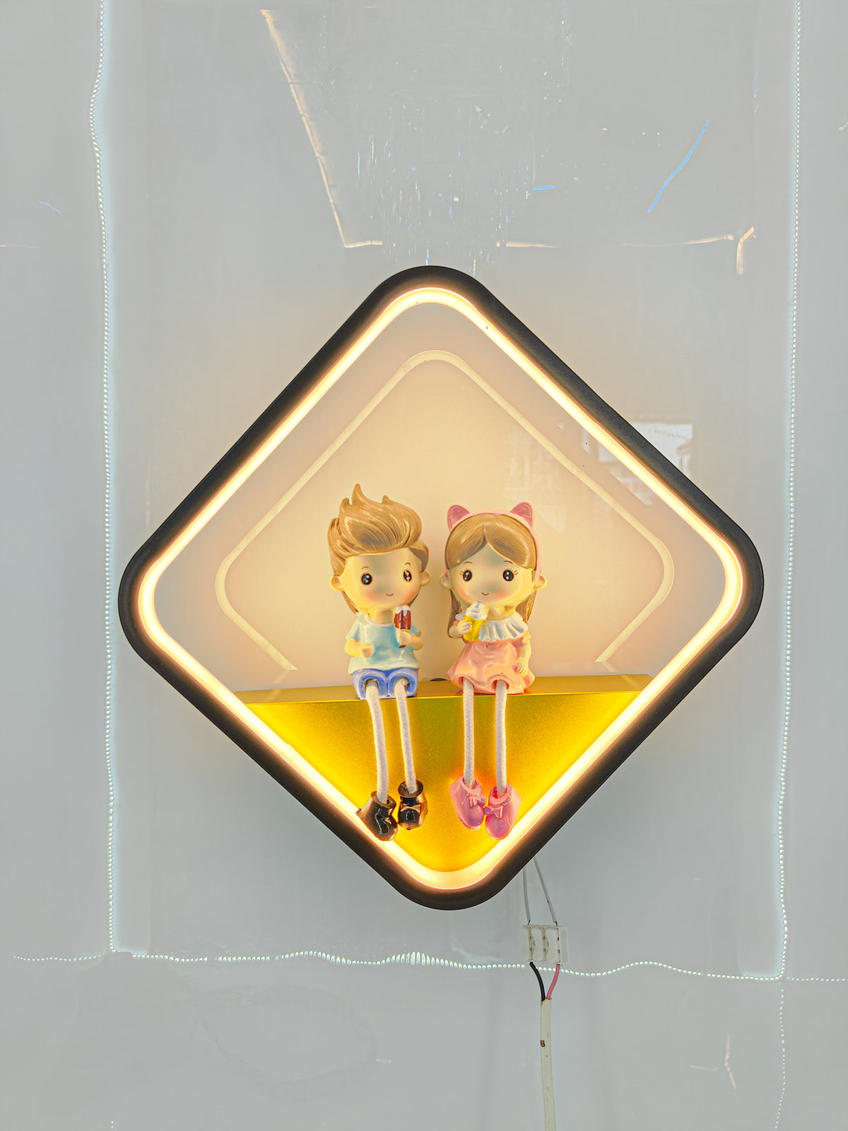 Swanart cute couple kids' night light featuring a boy and girl figurine lamp with soft LED glow for nursery or bedroom decor