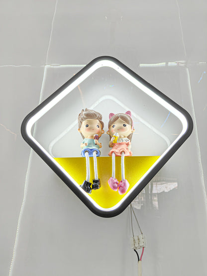 Swanart cute couple kids' night light featuring a boy and girl figurine lamp emitting soft LED glow for nursery or bedroom decor