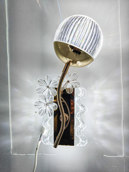 Swanart modern luxury crystal LED wall light with gold finish, floral glass sconce for living room, bedroom, or hallway decor.