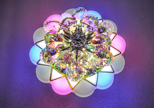 swanart Dynamic Moving Crystal Flower Chandelier – Multi-Color RGB LED Decorative Ceiling Lamp for Modern Living Rooms & Bedrooms, Enhances Home Ambiance - Swanart