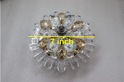 swanart Enchanting Crystal Flower Chandelier with Multi-Color Moving Lights - Swanart