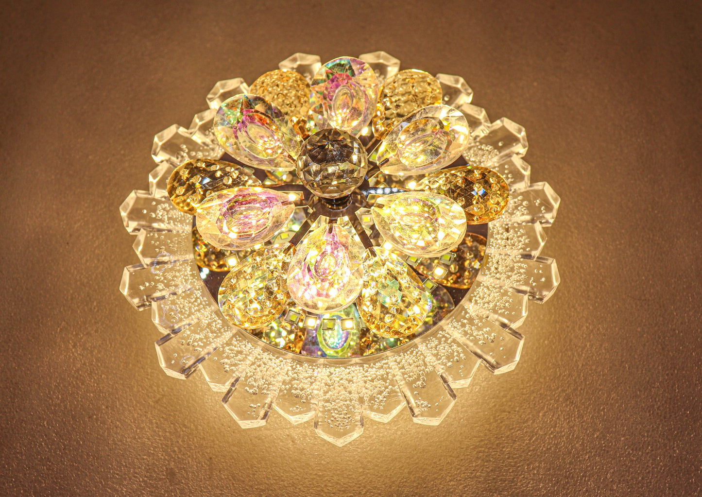 swanart Enchanting Crystal Flower Chandelier with Multi-Color Moving Lights - Swanart