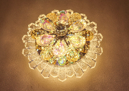swanart Enchanting Crystal Flower Chandelier with Multi-Color Moving Lights - Swanart