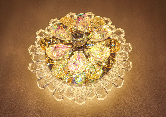 swanart Enchanting Crystal Flower Chandelier with Multi-Color Moving Lights - Swanart