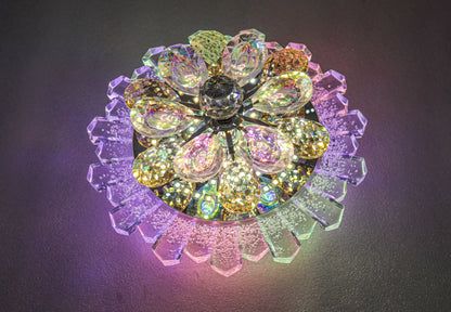 swanart Enchanting Crystal Flower Chandelier with Multi-Color Moving Lights - Swanart
