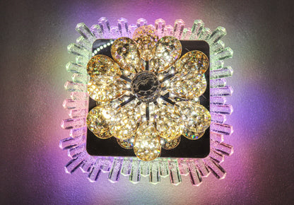 swanart Enchanting Crystal Flower Chandelier with Multi-Color Moving Lights - Swanart
