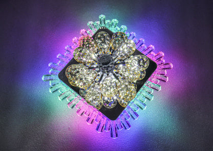 swanart Enchanting Crystal Flower Chandelier with Multi-Color Moving Lights - Swanart