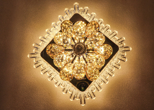 swanart Enchanting Crystal Flower Chandelier with Multi-Color Moving Lights - Swanart