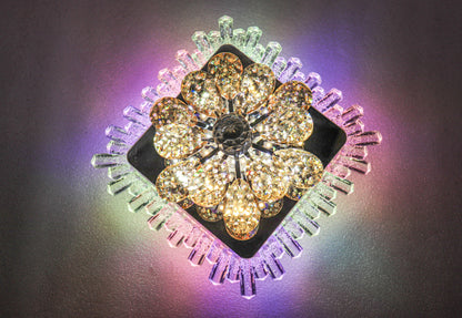 swanart Enchanting Crystal Flower Chandelier with Multi-Color Moving Lights - Swanart