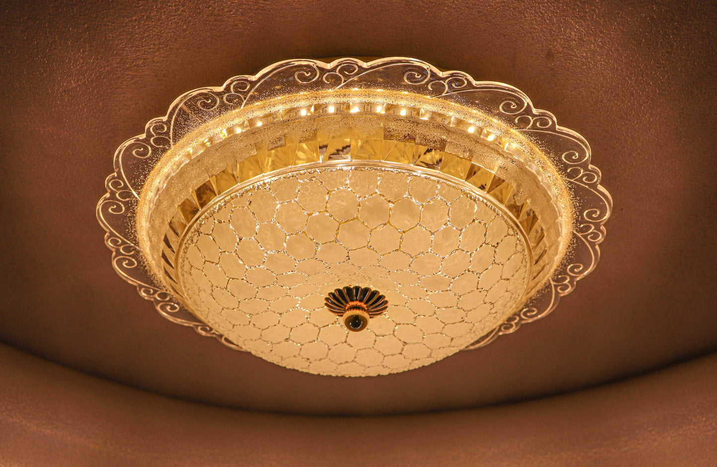 Swanart Elegant 12W LED Flush Mount Ceiling Light Fixture | Decorative Crystal Glass Design & Ornate Trim | Bright, Energy-Efficient Modern Lighting for Living Room, Bedroom, Hallway