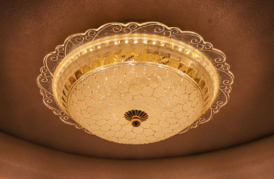 Swanart Elegant 12W LED Flush Mount Ceiling Light Fixture | Decorative Crystal Glass Design & Ornate Trim | Bright, Energy-Efficient Modern Lighting for Living Room, Bedroom, Hallway