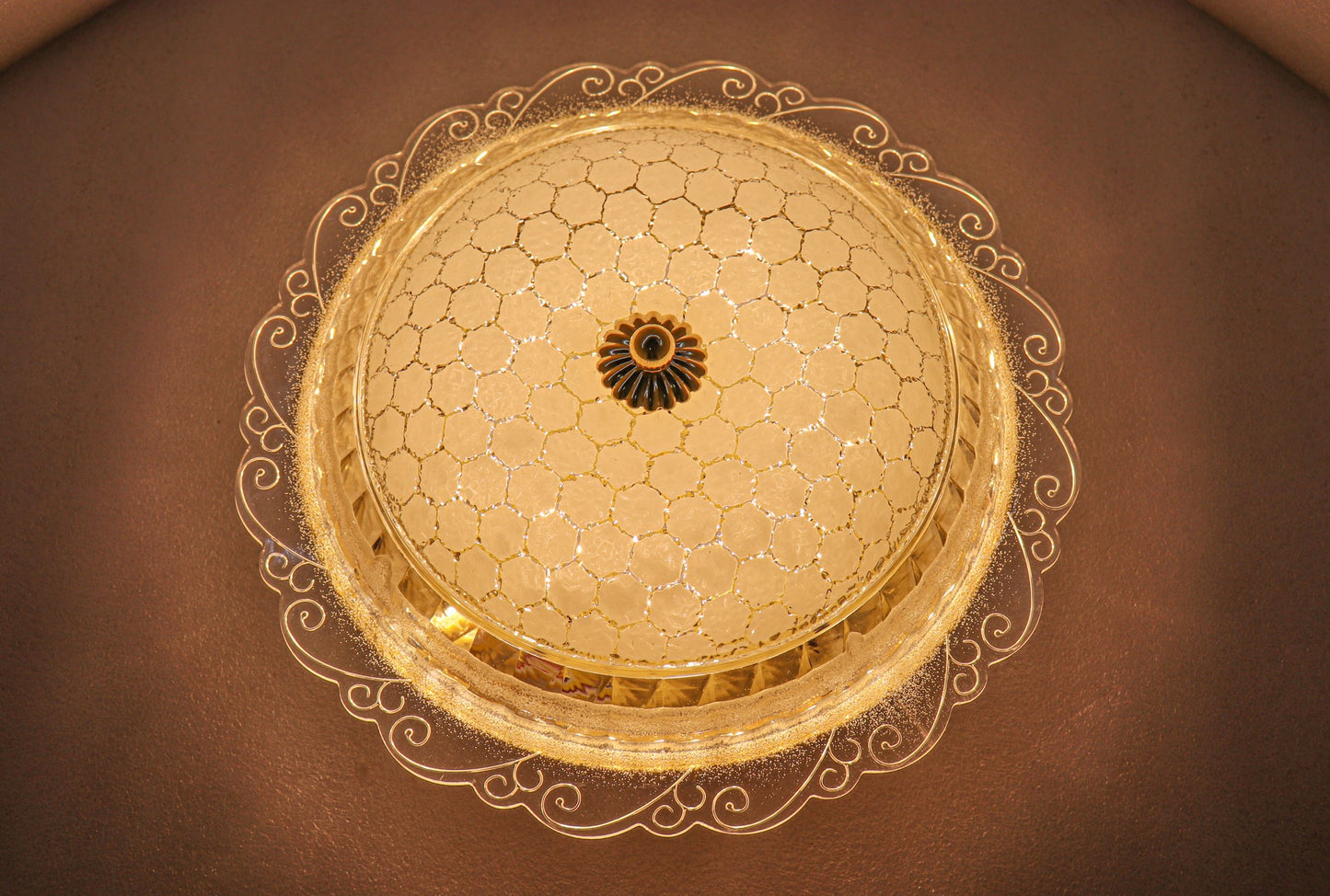 Swanart Elegant 12W LED Flush Mount Ceiling Light Fixture | Decorative Crystal Glass Design & Ornate Trim | Bright, Energy-Efficient Modern Lighting for Living Room, Bedroom, Hallway