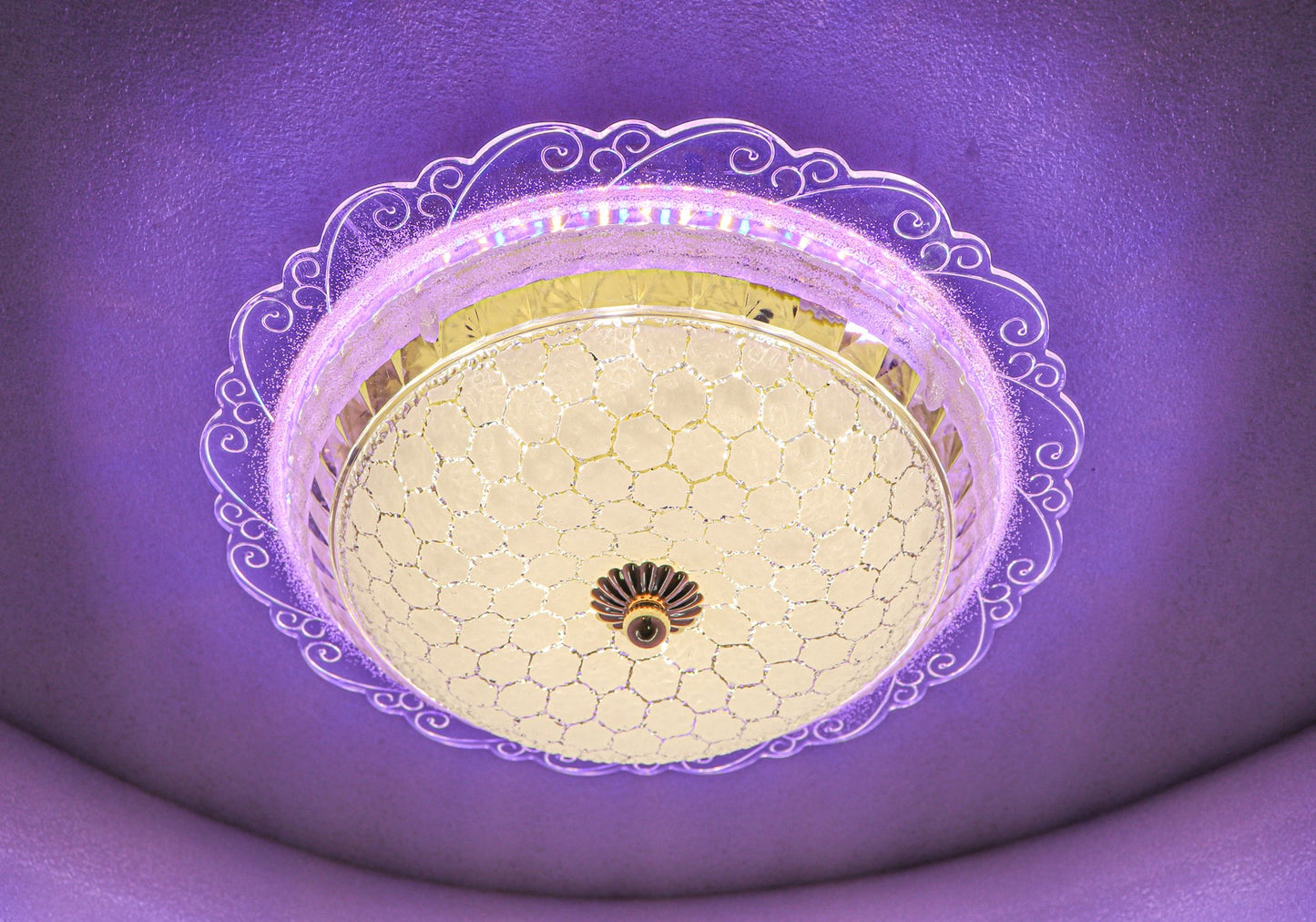 Swanart Elegant 12W LED Flush Mount Ceiling Light Fixture | Decorative Crystal Glass Design & Ornate Trim | Bright, Energy-Efficient Modern Lighting for Living Room, Bedroom, Hallway