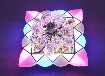 Swanart Dynamic Moving Crystal Flower Chandelier – Multi-Color RGB LED Decorative Ceiling Lamp for Modern Living Rooms & Bedrooms, Enhances Home Ambiance - Swanart
