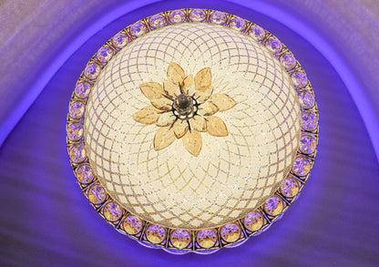 Swanart Etheréa Crystal LED Ceiling Light – 50cm RGB Color-Changing Flush Mount with Remote Control & Bluetooth Music System – Luxurious Glass, Crystal, and Metal Design - Swanart