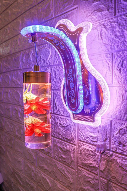 Swanart Spectacular Flower Medley wall sconce with multi-colored LED lights, decorative floral design for stylish interior lighting.