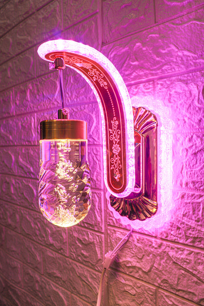 Swanart wall light W313 mounted on a wall, featuring a sleek design with a white shade and metallic finish.