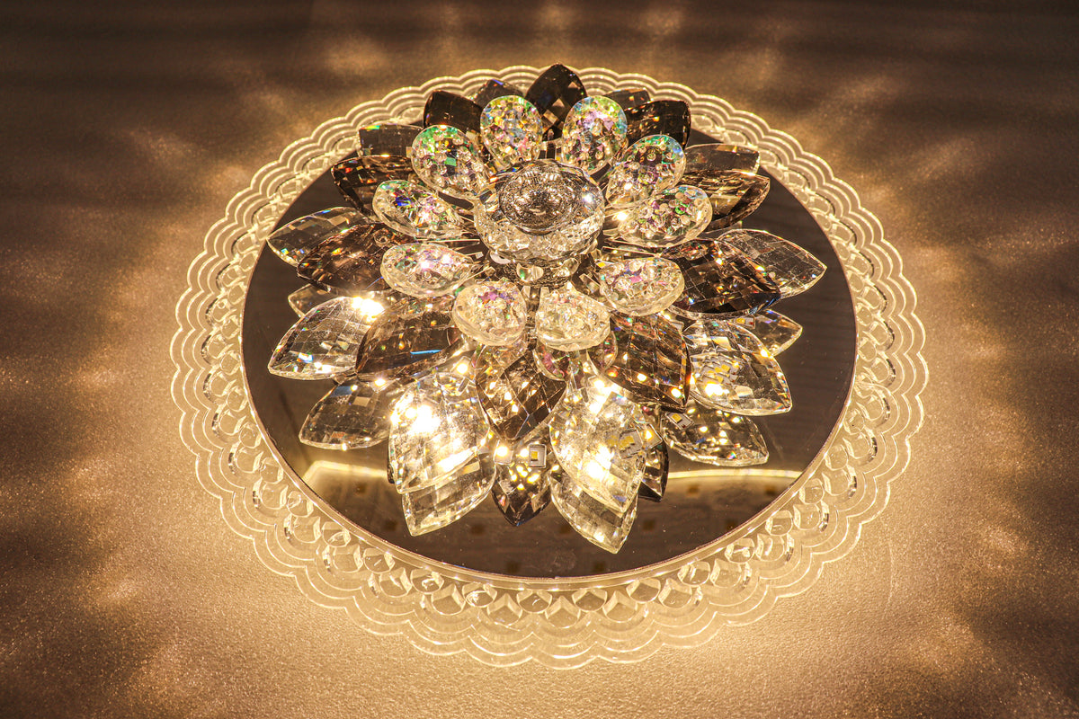 Swanart Elegant Rotating Crystal Flower LED Light Multicolor Changing Decorative for Home and Office - Swanart