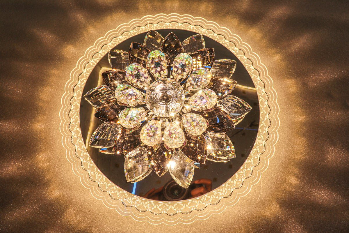 Swanart Elegant Rotating Crystal Flower LED Light Multicolor Changing Decorative for Home and Office - Swanart