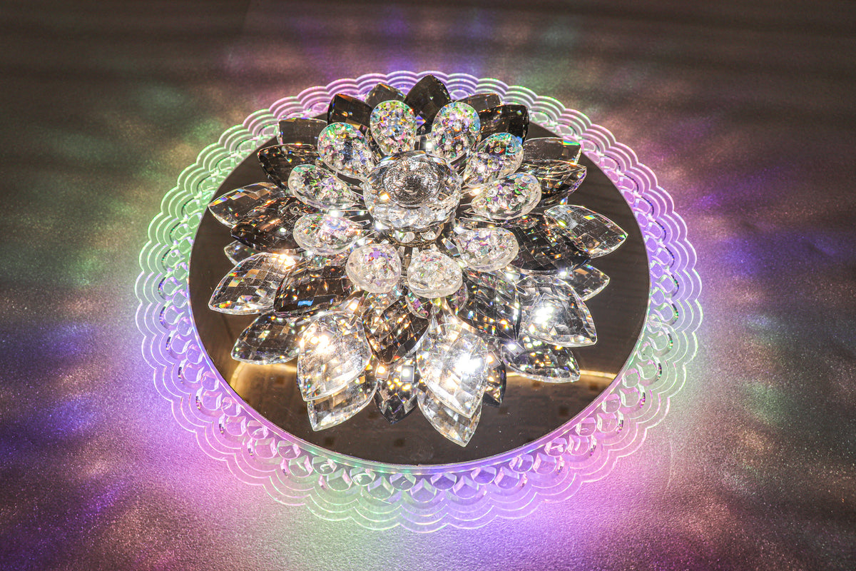 Swanart Elegant Rotating Crystal Flower LED Light Multicolor Changing Decorative for Home and Office - Swanart