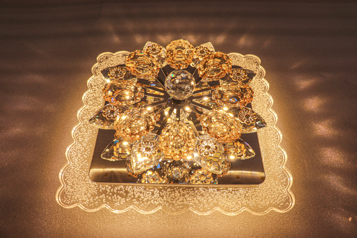 Swanart Rotating Multicolor Crystal Flower Light LED Ceiling Lamp Perfect for Mood Lighting and Interior Decor - Swanart