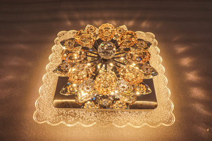 Swanart Rotating Multicolor Crystal Flower Light LED Ceiling Lamp Perfect for Mood Lighting and Interior Decor - Swanart