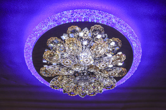 Swanart Multi-Colored LED Crystal Flower Light - Rotating Design, Perfect for Bedroom and Living Room Decor - Swanart