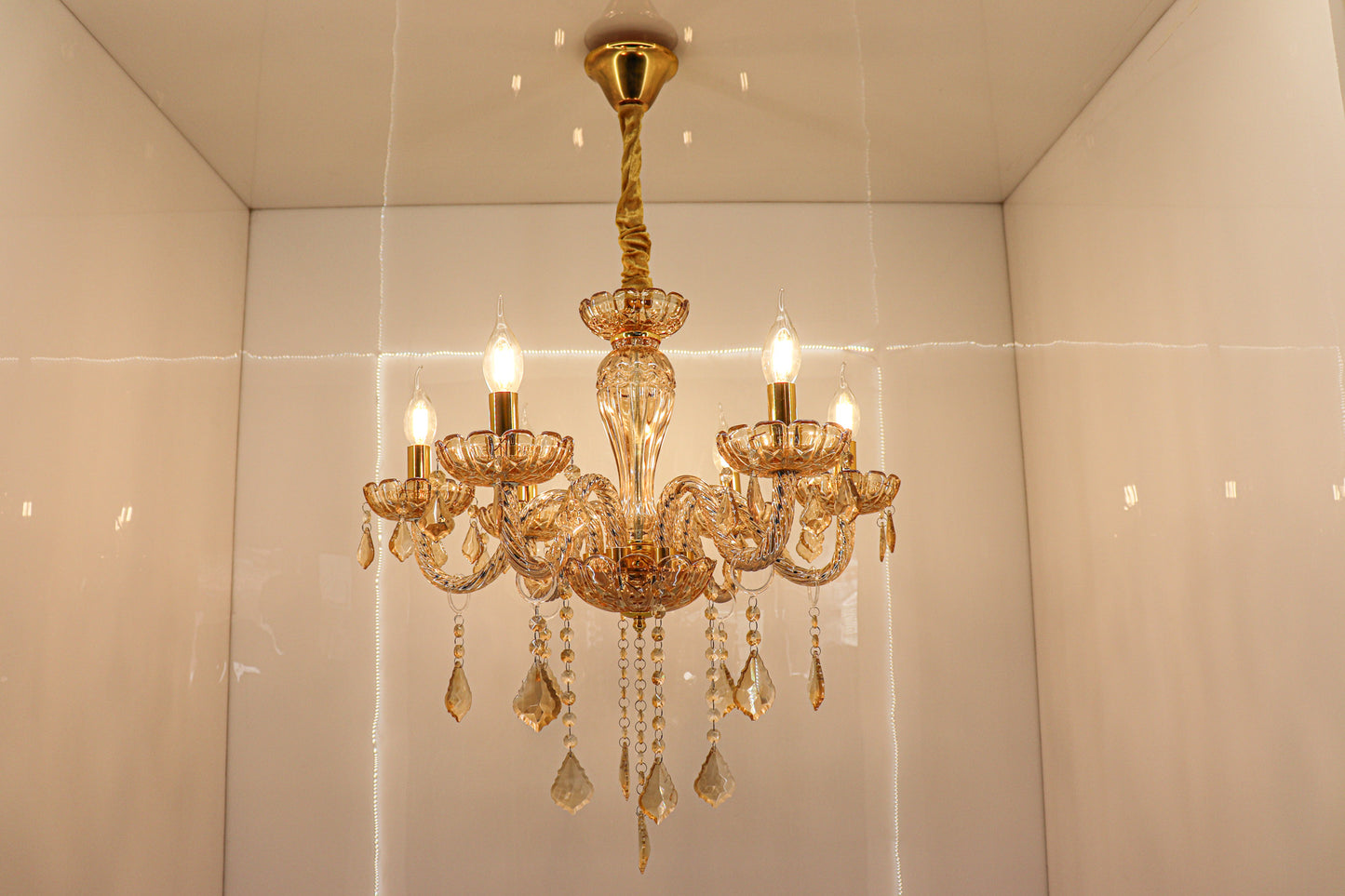 Swanart Chandelier Modern K9 Crystal Chandelier Lighting, Clear Crystal Ceiling Light Fixture Pendant Lamp for Dining Room Bathroom Bedroom Livingroom - Swanart