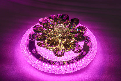 Swanart multi-color LED crystal flower light glowing with enchanting luminescence and vibrant color changes.