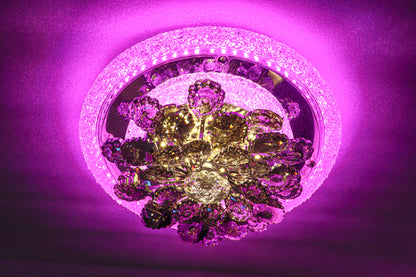 Swanart multi-color LED crystal flower light emitting enchanting glow with vibrant color changes and intricate crystal details.