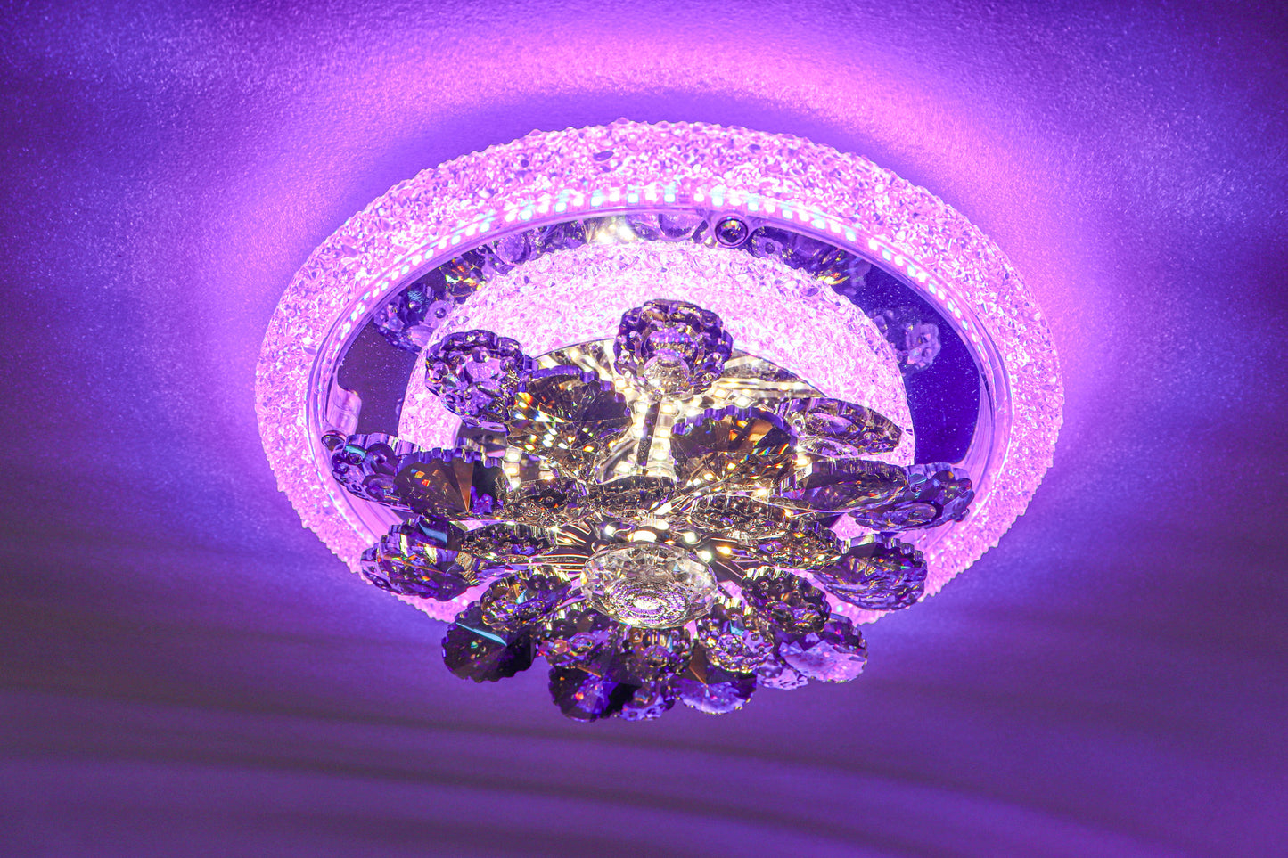 Swanart multi-color LED crystal flower light emitting enchanting luminescence with vibrant color changes.