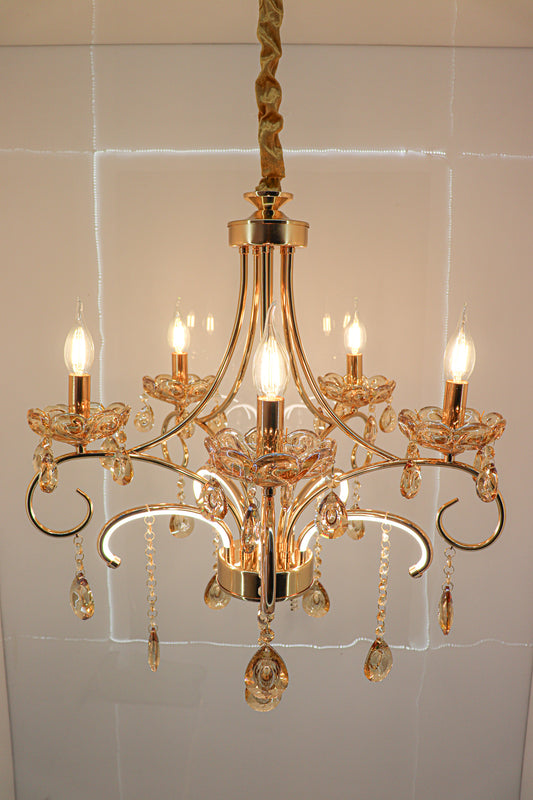 Swanart Experience Grandeur: Handcrafted 5 Bulb Italian Chandelier Light - Swanart