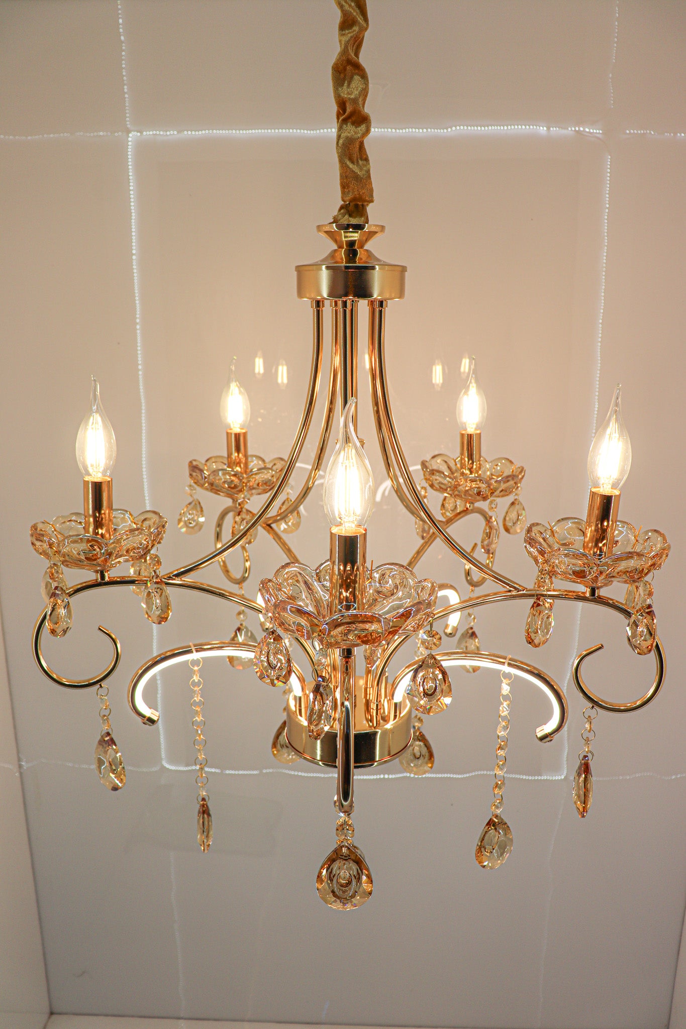 Swanart Experience Grandeur: Handcrafted 5 Bulb Italian Chandelier Light - Swanart