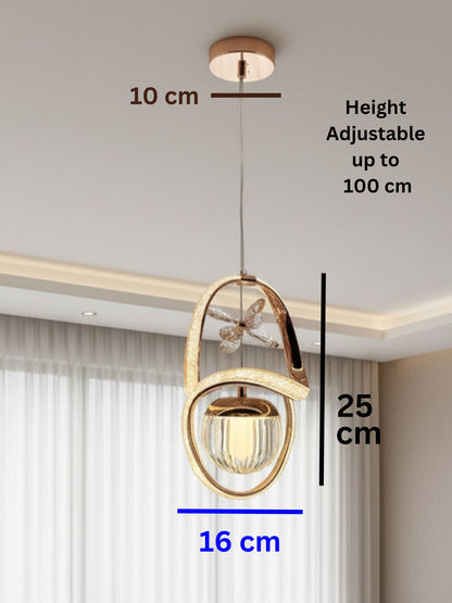 Swanart Virello modern gold pendant light with crystal glass shade, hanging ceiling lamp for living room or bedroom decor