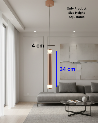 Swanart Modern LED Pendant Light for Living Room, Hanging Light, Pendant Lamp, Ceiling Suspension Light, Adjustable Height Rose Gold Cylinder Pendant Light for Dining Room, Bedroom & Kitchen Island