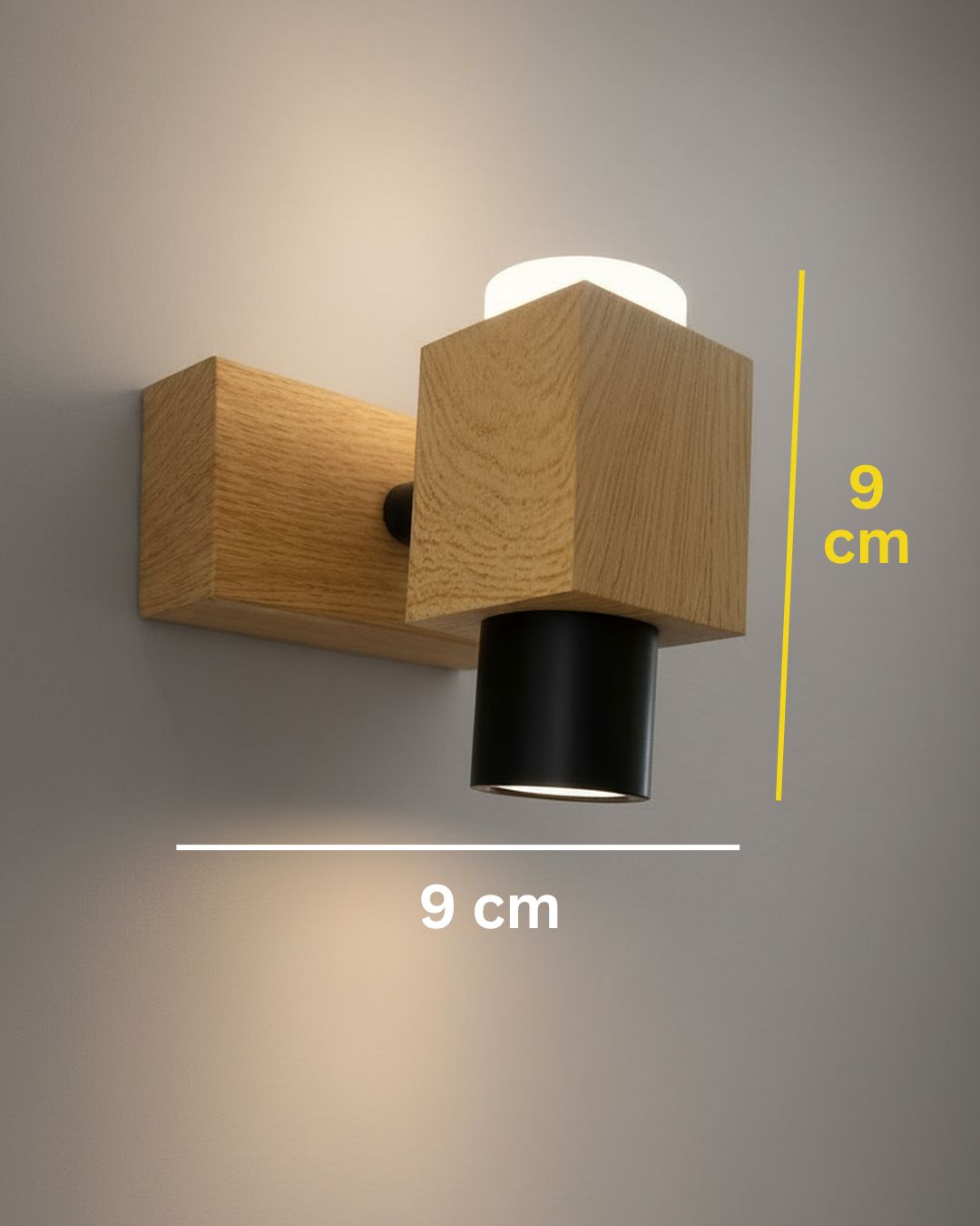 Swanart Modern wooden LED wall light with minimalist up and down sconces, warm white illumination for bedroom, living room, or bathroom.