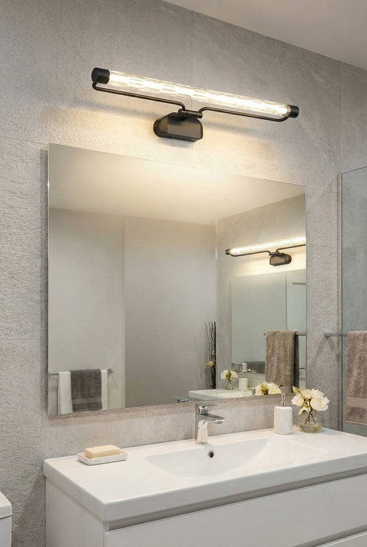 Swanart Modern LED Bathroom Vanity Light Bar, Waterproof Mirror Wall Light, Black Finish Tube Lamp for Makeup Lighting, Bedroom Dressing Table Light Fixture