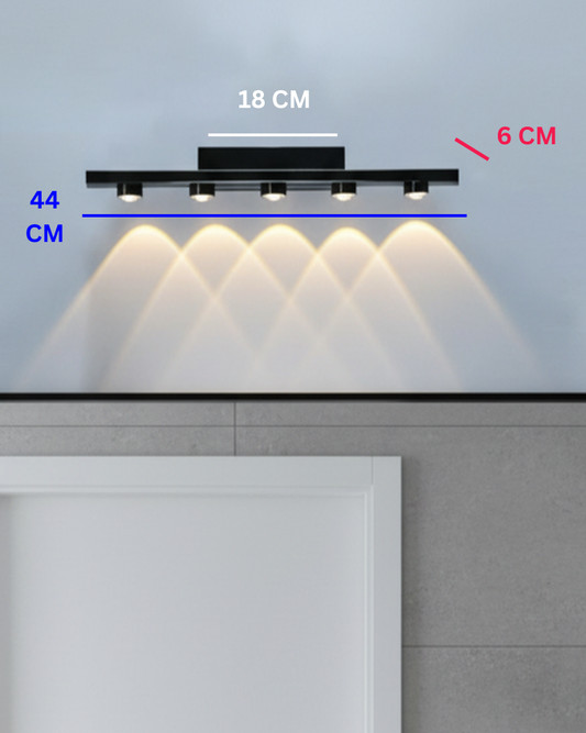 Swanart Modern LED Mirror Light for Bathroom, Vanity Wall Light, Black Aluminum Picture Light, Warm White Makeup Mirror Lamp, Waterproof Indoor Wall Sconce, 44CM Decorative Lighting