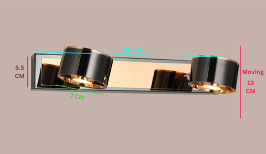 Swanart modern rose gold and black wall sconce with dual cylindrical LED lights, adjustable for living room, bedroom, or hallway decor