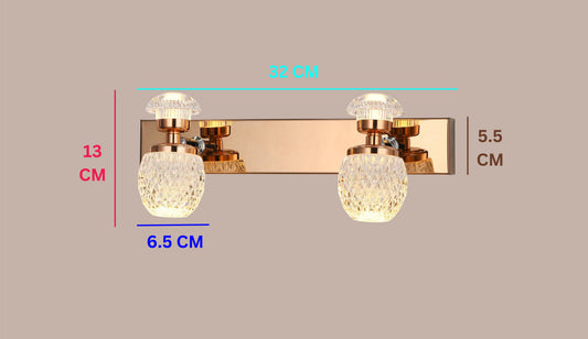 Swanart luxury crystal glass double LED wall light with golden mirror finish, modern bedroom or living room decorative wall lamp.