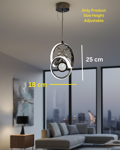 Swanart Modern LED Pendant Light for Living Room, Hanging Light with Crystal Accent, Adjustable Height Chandelier Light, Decorative Ceiling Pendant Lamp for Dining Room, Bedroom & Hallway