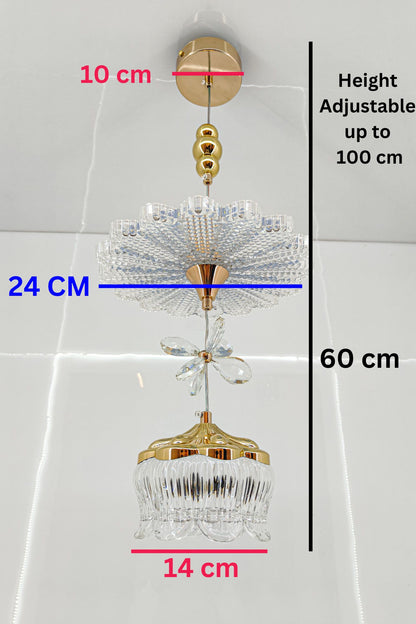 swanart Modern Luxury Crystal Chandelier Pendant Light Fixture with Gold Finish, Adjustable Height Ceiling Lamp for Dining Room, Bedroom, Entryway, Living Room - Elegant Sparkle - Swanart