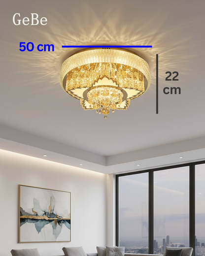 Swanart Crystal Pendant Chandelier Light with sparkling crystal accents and elegant design, hanging from a silver fixture.