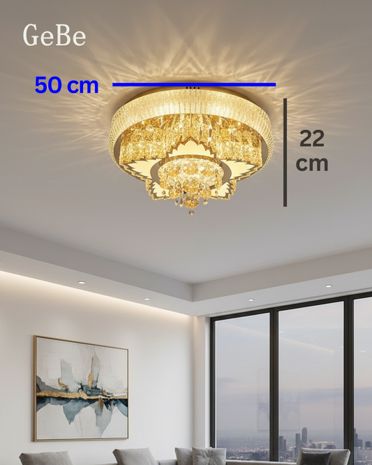 Swanart Crystal Pendant Chandelier Light with sparkling crystal accents and elegant design, hanging from a silver fixture.