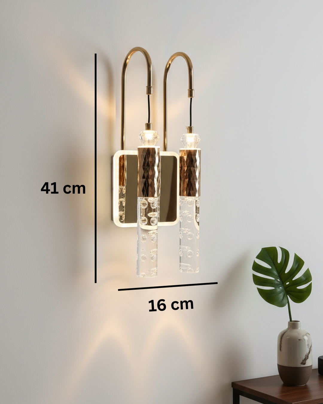 Swanart Modern LED Crystal Wall Light, Luxury Gold Wall Sconce, Decorative Bubble Crystal Wall Lamp, Indoor Wall Mounted Light Fixture for Living Room, Bedroom, Hallway & Hotel Décor