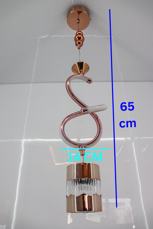 Swanart Modern Rose Gold Spiral Pendant Light - Elegant LED Hanging Lamp with Crystal Accent and Adjustable Height, Perfect for Dining Rooms, Living Rooms, and Bedrooms - Swanart